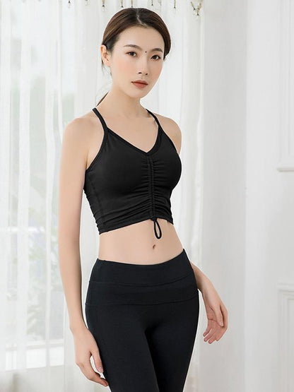 Drawstring Solid Padded Yoga Tanks