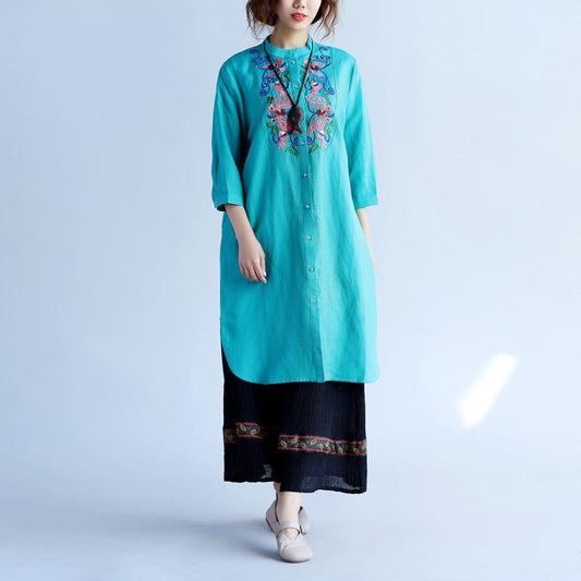 Embroidered Women Ethnic Green Shirt Dress