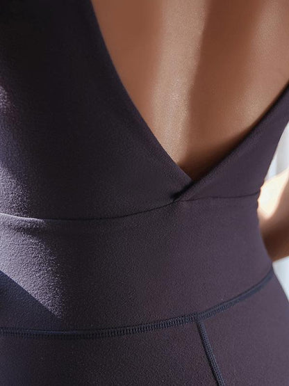Solid Backless Yoga Jumpsuits