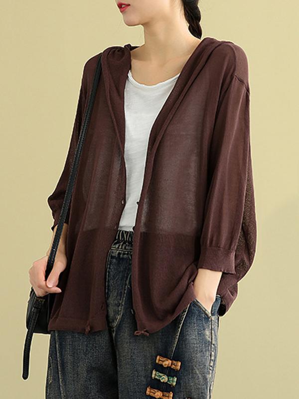 Leisure Solid Knitting Sun-Protection Outwear