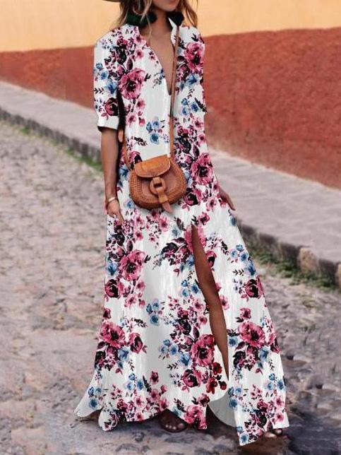 Floral Bohemia Shirt Maxi Dress