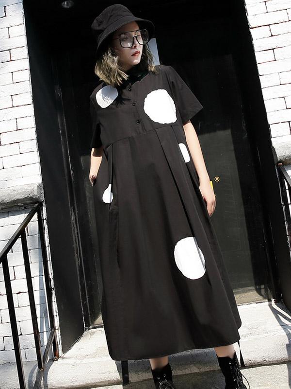 Elegant Polka-dot Printed Long Dress