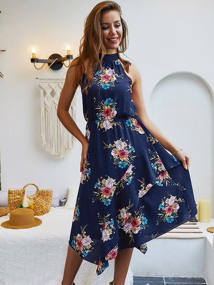 Sleeveless Printed Bohemia Midi Dress