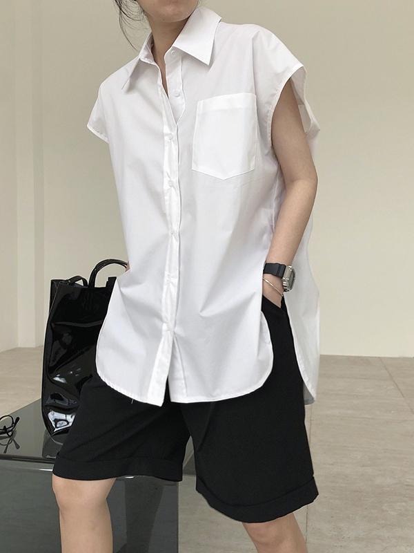 Original Solid Sleeveless Blouses&Shirts Tops