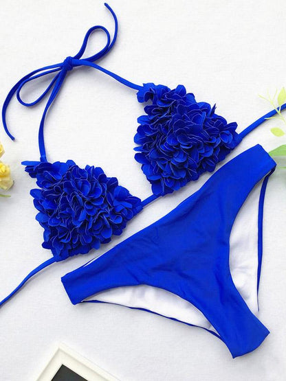 Ribbed Triangle Top With Panty Bikini Set