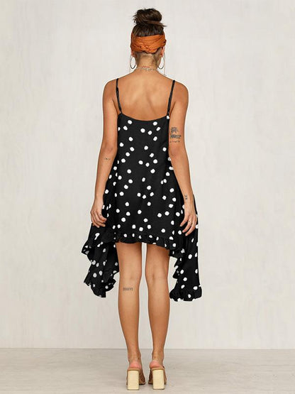 Bohemia Spaghetti-neck Dot Mini Dresses