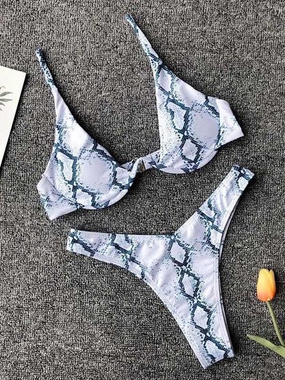 Snakeskin&Leopard Underwired Bikinis Swimwear