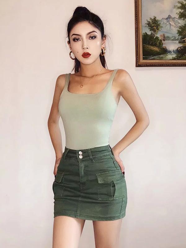 Sexy Solid Wrap Spaghetti-Neck Vest Top