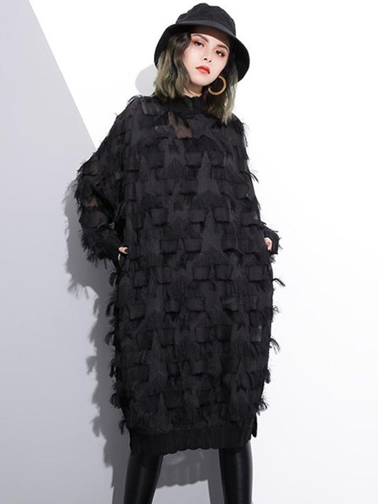 Plus Size Fuzzy Loose Midi Dresses