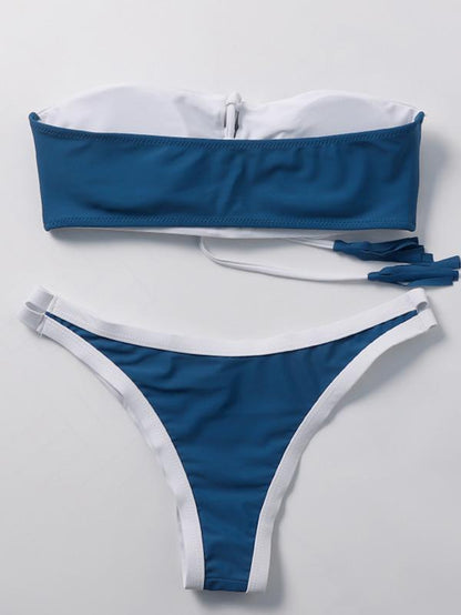 Blue Reverse To White Bikinis Swimwear