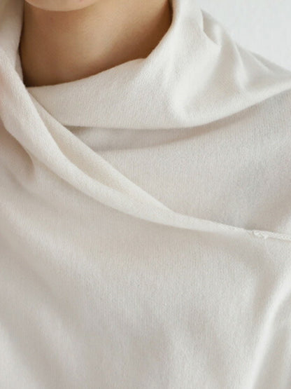 Casual Irregular Solid Color Pleated Heaps Collar Short Sleeves T-Shirt