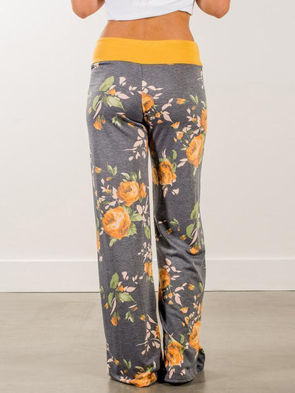 Floral Bandage Wide Leg Bottom Casual Pants