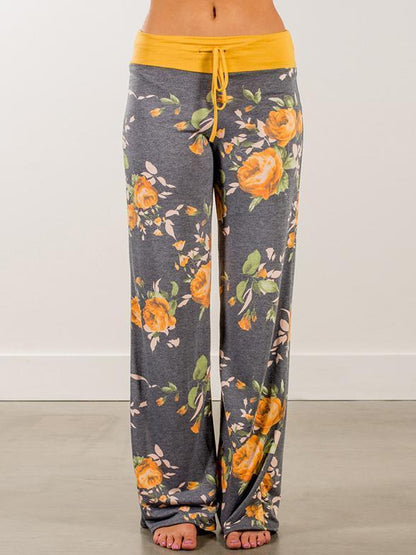 Floral Bandage Wide Leg Bottom Casual Pants