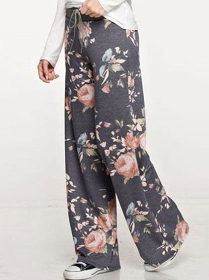 Floral Bandage Wide Leg Bottom Casual Pants