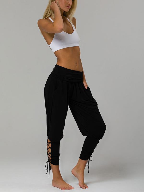 Solid Loose Bandage Athletic Pants