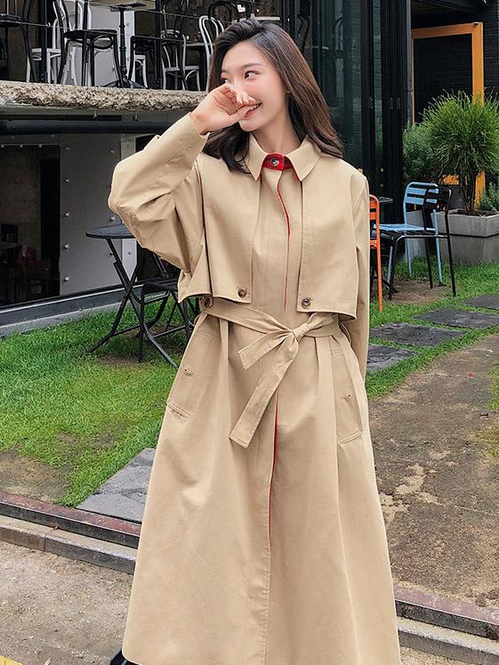 Casual Chic Khaki Long Coat