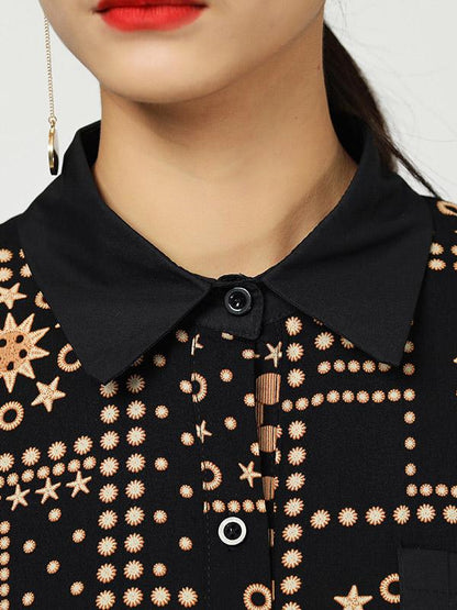 Original Designed Printed Long Polo Shirt Dress