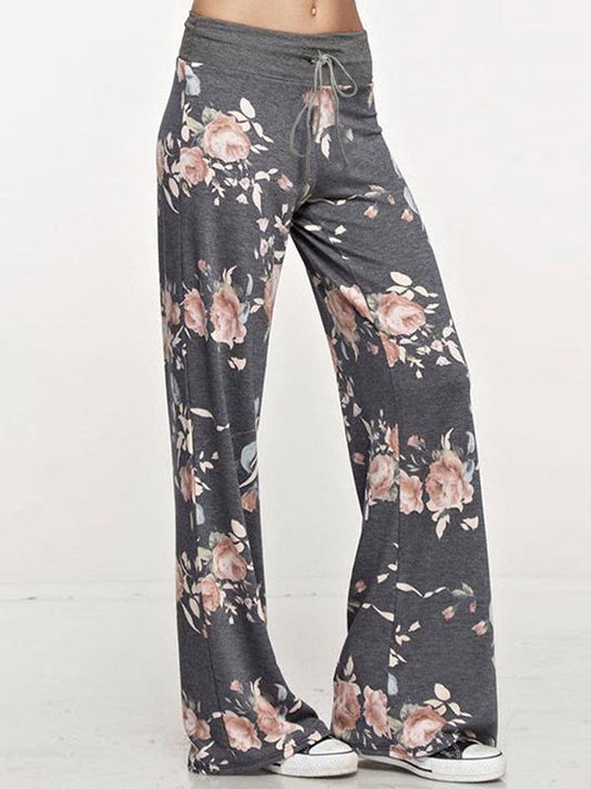 Floral Bandage Wide Leg Bottom Casual Pants