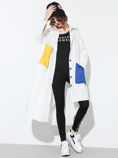 Irregular Colorful Split-joint Long Shirt