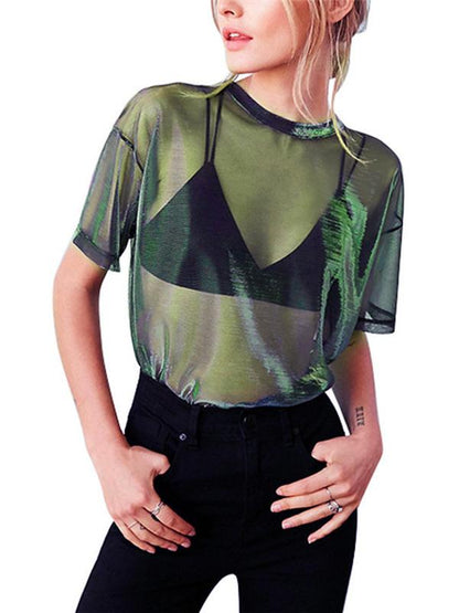 Casual See-through Gauze T-shirt