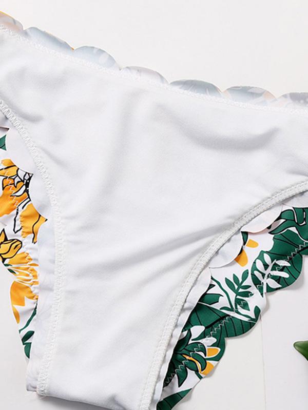 Stretch-Crepe Floral-Print Split Bikini Swimsuit