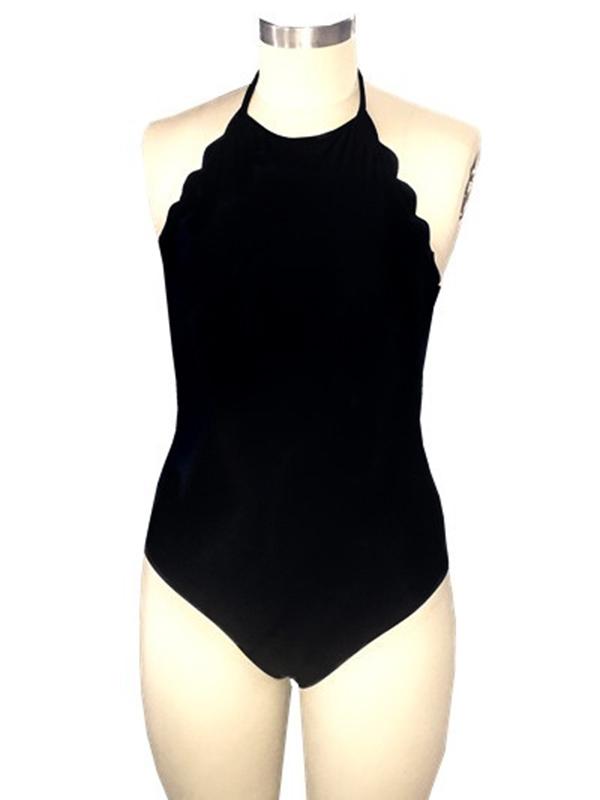 Halter-neck Backless One-piece Swimwear
