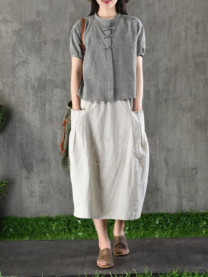 Casual Cotton Pocket Skirt