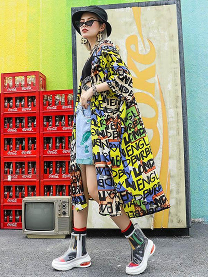 Loose Oversize Letter Cool Sun Protection Coat