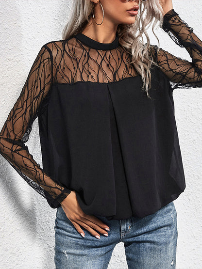 Original Mesh Split-Joint Tied T-Shirt Top