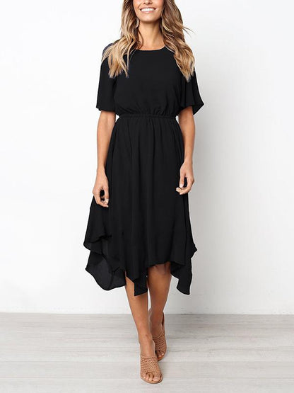 Bohemia Cropped Elastic Solid Midi Dresses