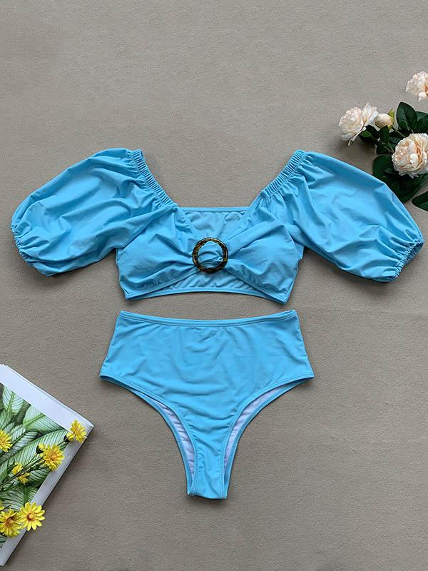 Sweetheart Short Sleeves Bikini Swimsuit