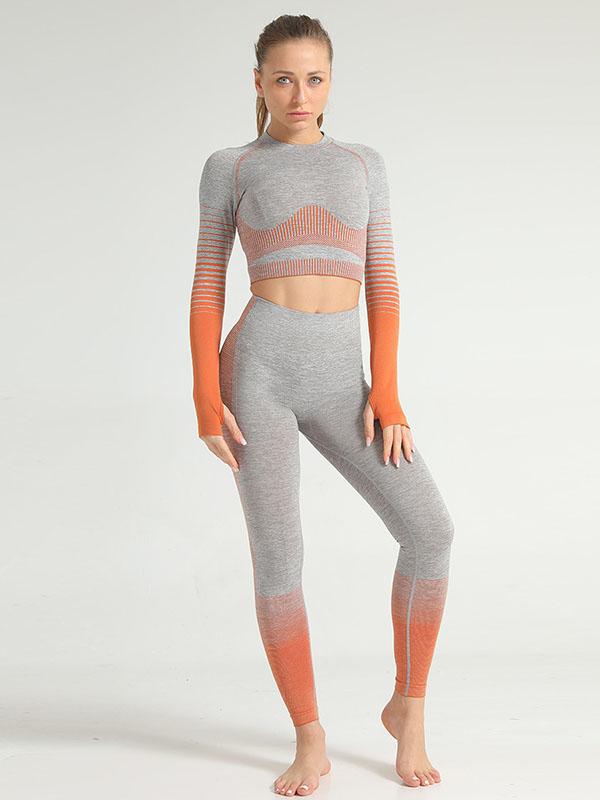 Stripe Knitting Yoga Suits