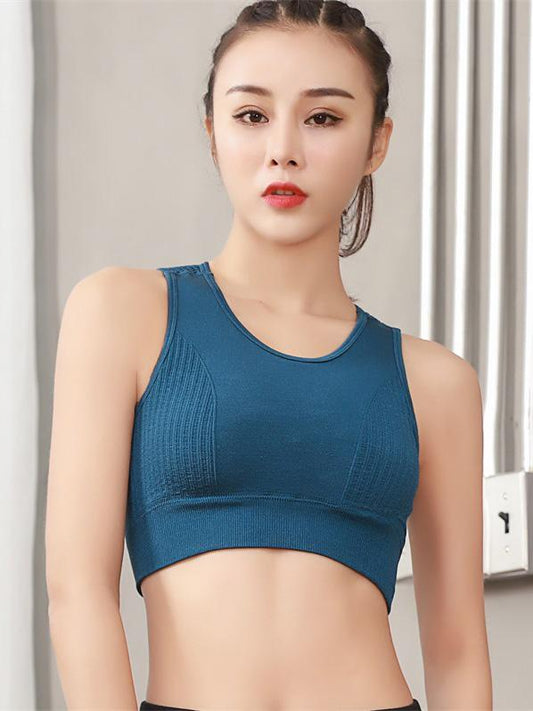 Hollow Sleevelss Solid Sport Bra