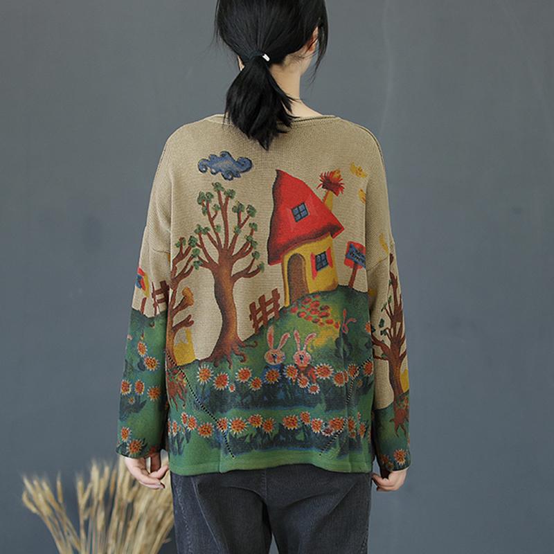 Buykud Print Soft And Comfortable Sweat-Absorbent Breathable Sweater