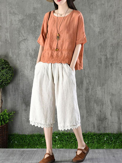 Vintage Asymmetric Embroidered Solid Shirt