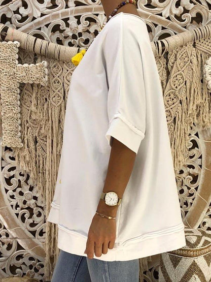 Off-The-Shoulder Seven-Quarter Sleeve T-Shirt