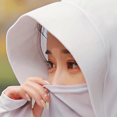 Solid Color Gauze Ice Silk Mask Multi-Functional Sunscreen Hat
