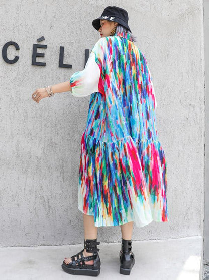 Casual Colorful Printed Long Dress