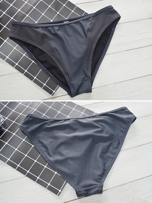 Solid Color Split-Joint Split Bikini Swimsuit