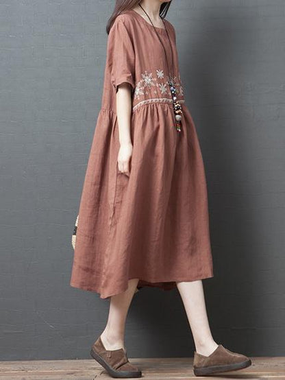 Loose A-line Cotton Long Dress