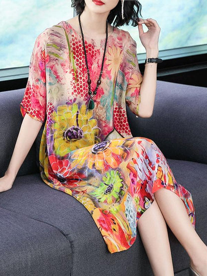 Casual Colorful Printed Midi Dress