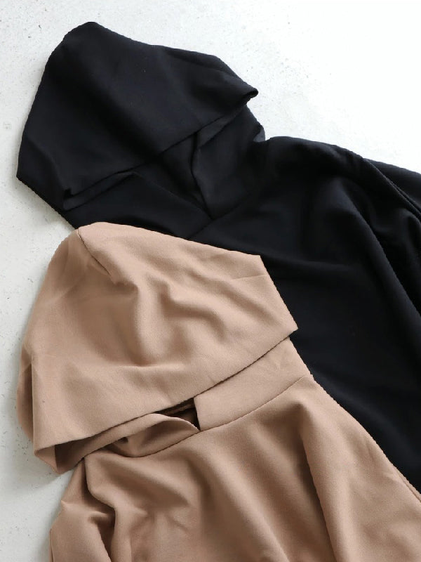 Urban Loose Solid Color Split-Back Long Sleeves Hoodies