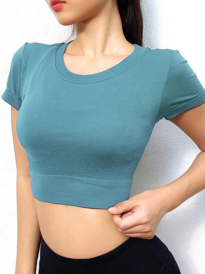 Solid Wrap Exposed Navel Yoga Tees
