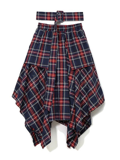 Casual Empire Belt Plaid Cropped Skirt
