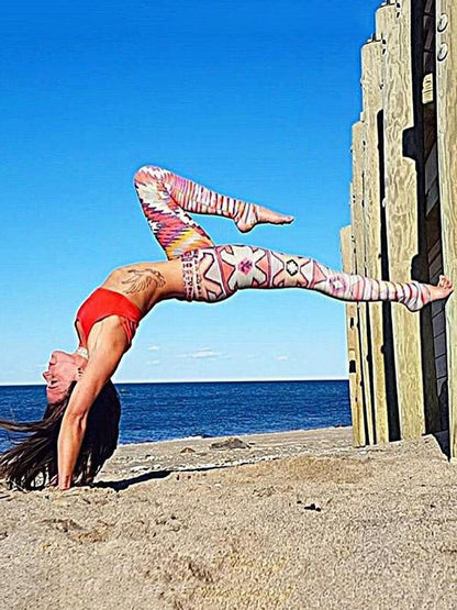 Sports Printed Colorful Wrap Yoga Leggings