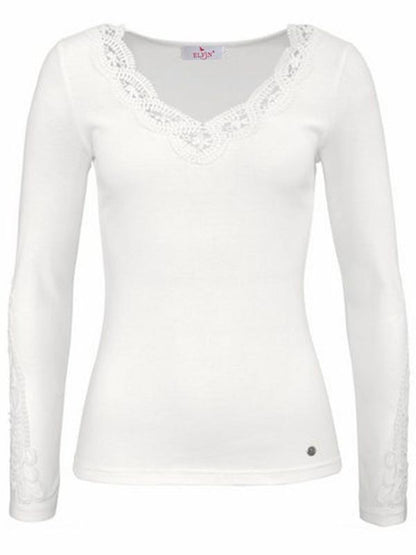New Long Sleeve Cotton Lace T-Shirt