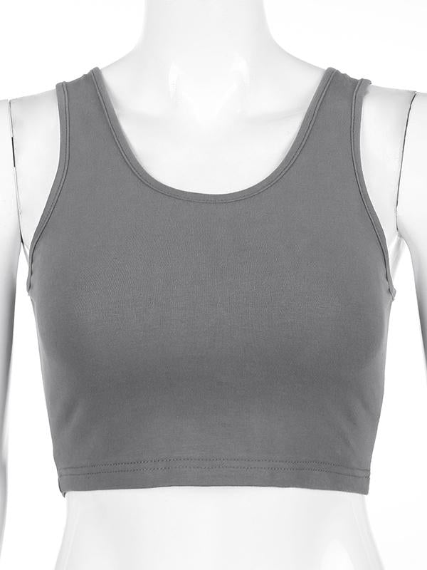 Solid Wrap Sleeveless Sports Bra