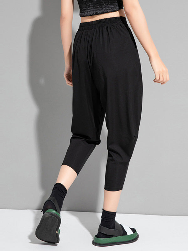 Simple Solid Color Elasticity Waist Pants
