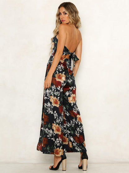 Off Shoulder Floral Printed Bohemia Jumpsuits