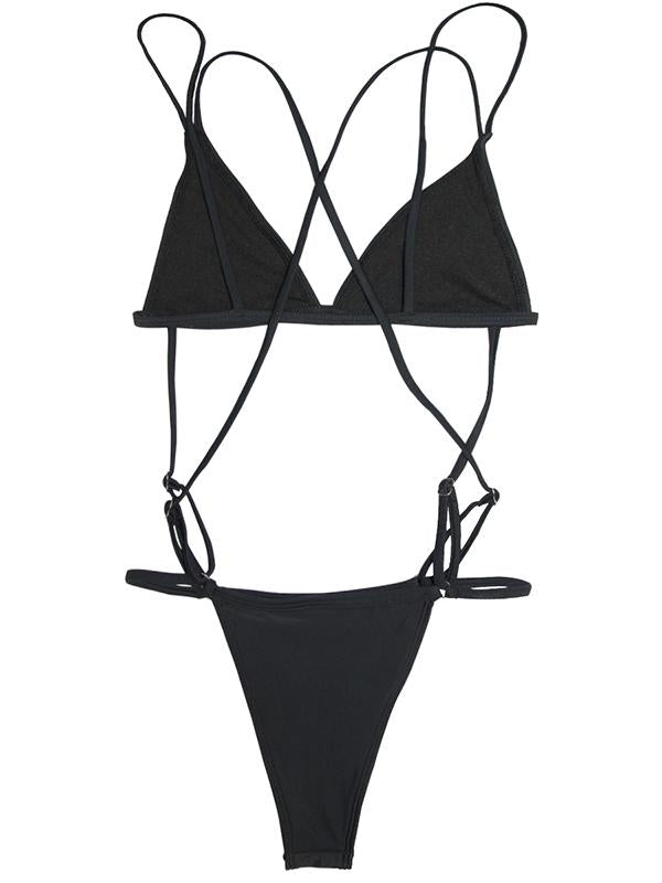 Triangle Plain Bikinis Swimwear